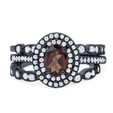 Three Piece Oval Natural Stone Bridal Ring