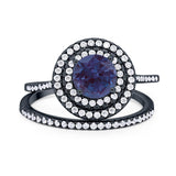 Two Piece Round Natural Stone Bridal Ring
