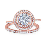 Two Piece Round Natural Stone Bridal Ring