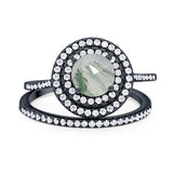 Two Piece Round Natural Stone Bridal Ring