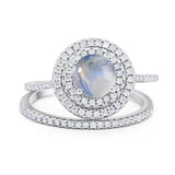 Two Piece Round Natural Stone Bridal Ring