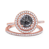Two Piece Round Natural Stone Bridal Ring