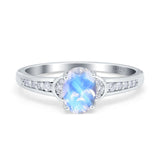 Art Deco Oval Natural Stone Wedding Ring
