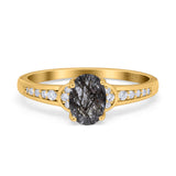 Art Deco Oval Natural Stone Wedding Ring
