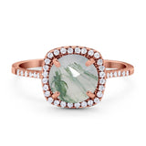 Art Deco Round Natural Stone Wedding Ring
