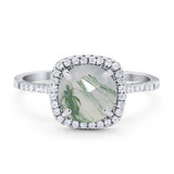 Art Deco Round Natural Stone Wedding Ring