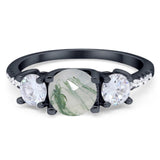 Three Stone Round Natural Stone Ring