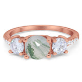 Three Stone Round Natural Stone Ring