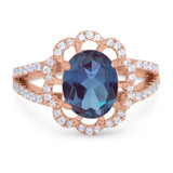 Art Deco Oval Natural Stone Flower Ring