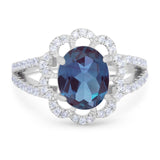 Art Deco Oval Natural Stone Flower Ring