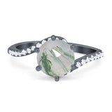 Art Deco Round Natural Stone Twisted Ring
