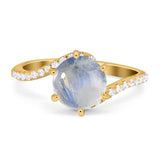 Art Deco Round Natural Stone Twisted Ring