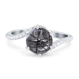 Art Deco Round Natural Stone Twisted Ring