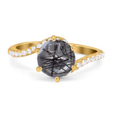Art Deco Round Natural Stone Twisted Ring