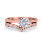 Two Piece Round Natural Stone Chevron Ring