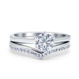 Two Piece Round Natural Stone Chevron Ring