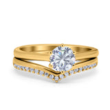 Two Piece Round Natural Stone Chevron Ring