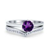 Two Piece Round Natural Stone Chevron Ring