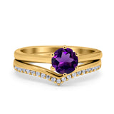 Two Piece Round Natural Stone Chevron Ring