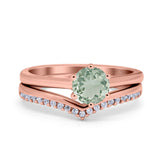 Two Piece Round Natural Stone Chevron Ring