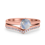 Two Piece Round Natural Stone Chevron Ring