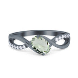  Oval Natural Stone Infinity Twisted Ring