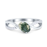  Oval Natural Stone Infinity Twisted Ring