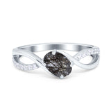  Oval Natural Stone Infinity Twisted Ring