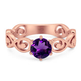 Round Natural Stone Solitaire Ring