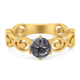 Round Natural Stone Solitaire Ring