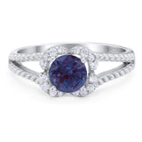 Art Deco Round Natural Stone Floral Ring