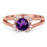 Art Deco Round Natural Stone Floral Ring