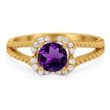 Art Deco Round Natural Stone Floral Ring