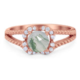 Art Deco Round Natural Stone Floral Ring
