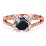 Art Deco Round Natural Stone Floral Ring