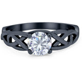 Vintage Style Round Natural Stone Trinity Ring