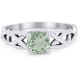 Vintage Style Round Natural Stone Trinity Ring