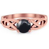 Vintage Style Round Natural Stone Trinity Ring