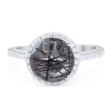 Art Deco Round Natural Stone Halo Ring