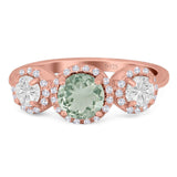 Three Stone Round Natural Stone Ring