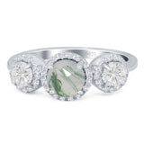 Three Stone Round Natural Stone Ring