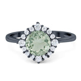 Art Deco Round Natural Stone Halo Ring