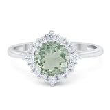 Art Deco Round Natural Stone Halo Ring