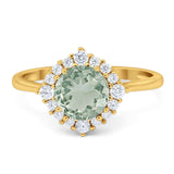 Art Deco Round Natural Stone Halo Ring