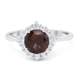 Art Deco Round Natural Stone Halo Ring