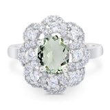 Vintage Style Oval Natural Stone Floral Ring