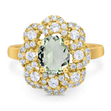 Vintage Style Oval Natural Stone Floral Ring