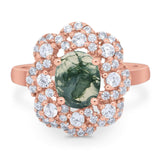 Vintage Style Oval Natural Stone Floral Ring