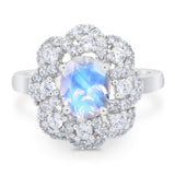 Vintage Style Oval Natural Stone Floral Ring