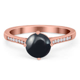 Art Deco Round Natural Stone Wedding Ring